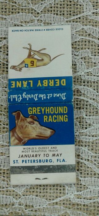 Vintage Matchbook Derby Lane Club Greyhound Racing St.  Petersburg Florida