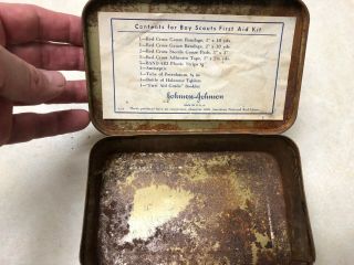 1930 ' s Official Boy Scout First Aid Kit Tin - Johnson & Johnson 3
