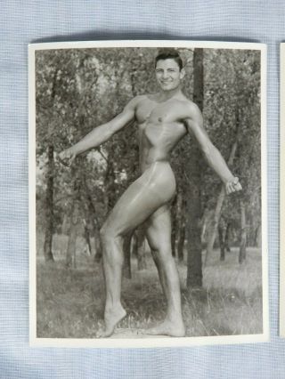 Outdoor Male Nude with Studio Portrait,  Vintage Physique Photography,  Two 4x5 ' s 2