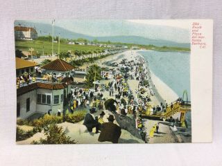 Vintage Postcard Beach And Plaza Del Mar Santa Barbara California