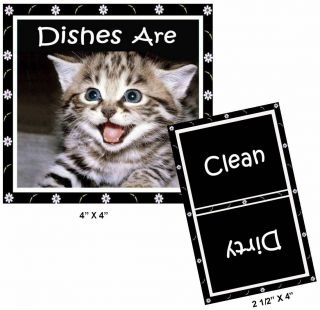 Tabby Cat (kitten Smiling) - Dishwasher Magnet (clean/dirty) Ship