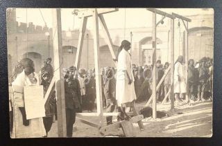 Ww1 Era Real Photo Postcard Execution By Hanging - Arabic/ottoman - Soldiers