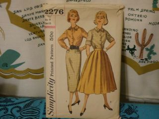 1950s Simplicity 2 Skirts & Blouse Sewing Pattern 2276 18/38 Bust