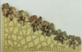Pansies Flowers,  Arts & Craft,  Die Cut Embossed Victorian Scrap Card F8