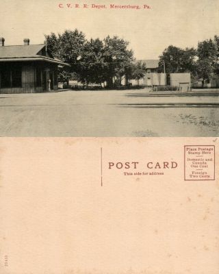 Mercerburg Pa C.  V.  R.  R.  Depot Antique Postcard Railway Railroad Train Depot