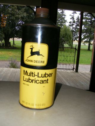 Vintage John Deere Quart Dome Top Multi - Luber Oil Can Advertising Farm Tractor