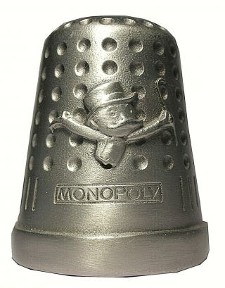 Near Heavy 4 Oz.  Pewter Rich Uncle Pennybags Monopoly Thimble Jigger C1998