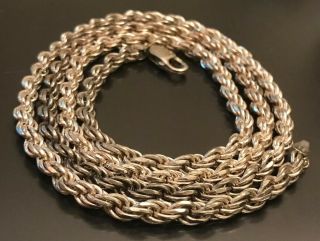 Vintage Italy Milor 925 Sterling Silver Long Twisted Rope Chain Necklace 30”