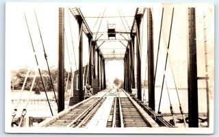 Postcard Mi Charlevoix Railroad Bridge Rppc B&w Photo View J3