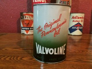 Vintage Valvoline Motor Oil Can Metal Full 1930s (round " O ") Almost 90 Years Old