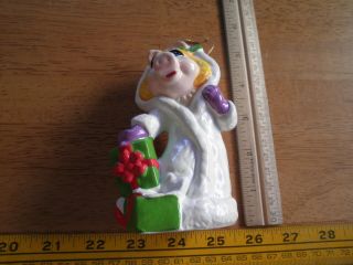 1981 Miss Piggy Ceramic Christmas Fur Coat Figure Ornament Hanger 5 " Muppets