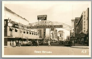 Reno,  Nevada Nv - Biggest Little City In The World - Harolds Club - Rppc Postcard
