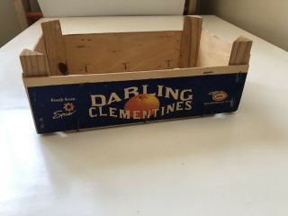 Vintage Wooden Darling Clementines Crate Spain