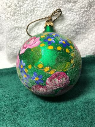 Christopher Radko Christmas Ornament Field Blossom 4 " Round Ball 96 - 064 - 0