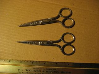 2 Vintage Lefty Kleencut Forged Steel Usa Scissors