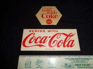2 Coca Cola Stickers Decals " Things Go Better With Coke " Vintage 1960 