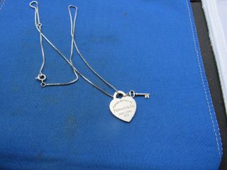 Vintage Sterling Silver Return To Tiffany & Co.  Heart Pendant & Sterling Chain