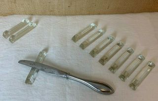 Set Of 10 Vintage Antique Clear Crystal Glass Knife Rests - Art Deco,  Classic