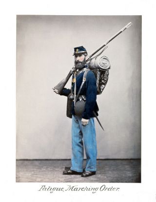 1866 Fatigue,  Marching Order,  Civil War Vintage Old Photo 8.  5 " X 11 " Reprint