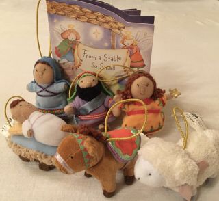 Hallmark Keepsake Kids Nativity Christmas Ornament Set & Book Complete 2004