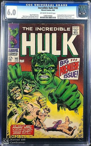 Incredible Hulk 102 Cgc 6.  0 Ow/w