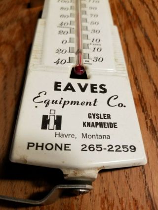 Eaves Equipment Ih International Dealer Thermometer Sign Havre Mt Farm Tractor