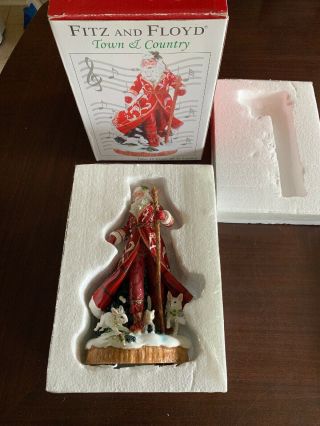 Fitz And Floyd Santa Town & Country Music Box Plays Joy To The World Ceramic