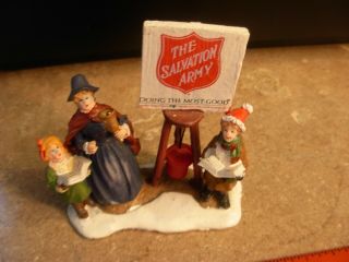 Christmas Village Salvation Army Figures Caroling And Bell Ringing