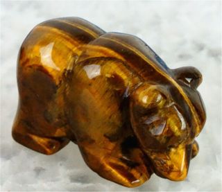 D0413 38x18x25mm Natural Tiger Eye Stone Hand Carved Bear Figurine