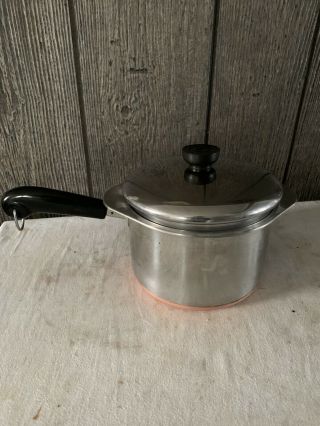 Vintage Revere Ware 3 Qt Dbl Boiler Sauce Pan Copper Bottom
