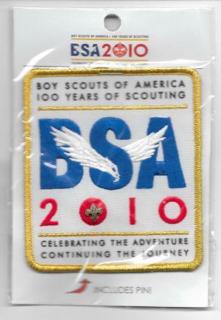 2010 100th Anniversary Patch [larger] W/ Pin National Boy Scout Jamboree Bsa