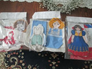 3 Doll Cut & Sew Panel - Snow White - Little Red Riding Hood - Alice Wonderland
