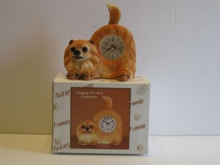 Faithful Friends Pomeranian Wagging Tail Clock Dog
