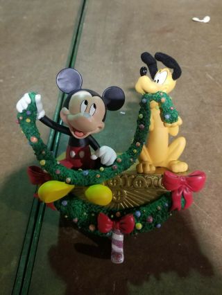New/disney Mickey Mouse And Pluto Stocking Hanger/holder Christmas Garland Rare