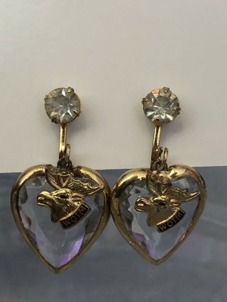 Loyal Order Of The Moose Lodge Wotm Women Member Heart Dangle Earrings