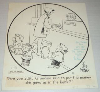 Family Circus - Orig.  Comic Strip Art Inscribed & Signed By Bil Keane