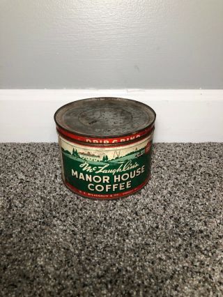 Vintage Manor House Coffee Tin Can Empty One Pound Mclaughlin 