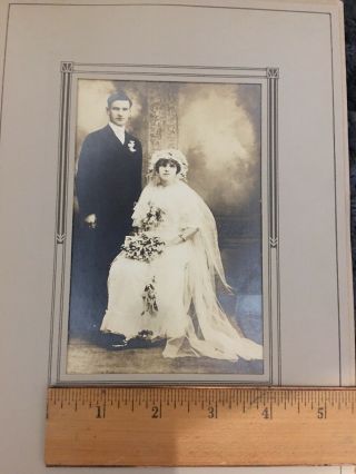 Vintage Photo Wedding Day Bride Groom Flowers Decoration Piece Decor History