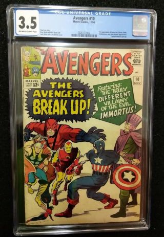 Avengers 10 Cgc 3.  5 Vg - Stan Lee Story 1964 1st Appearance Of Immortus