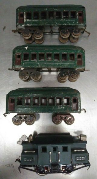 Vintage Prewar O Scale LIONEL Locomotive 152 & 3 601 Pullman Passenger Cars 2