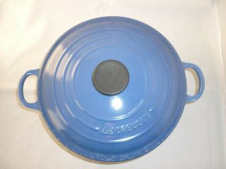 Vintage Le Creuset Cast Iron Dutch Oven Lidded Casserole Marseille Blue 24 3