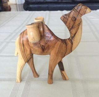 Camel Olive Wood Carved Vintage Animal Figurine Statue Handmade From Holy Land