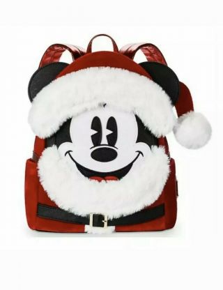 Disney Parks Christmas Holiday Santa Mickey Loungefly Backpack 2019