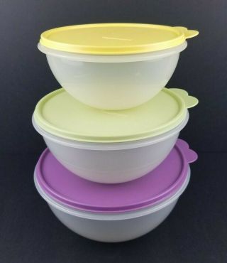 Tupperware Wonderlier Bowls Set Of 3 Nesting Bowls With Lids