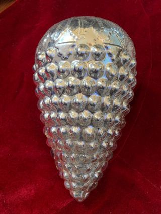 Vintage Kugel 13 " Silver Grape Cluster Christmas Ornament Xl Huge