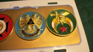 Masonic License Plate with 4 Emblems - Masonic Lodge,  Knights Templar,  etc. 2