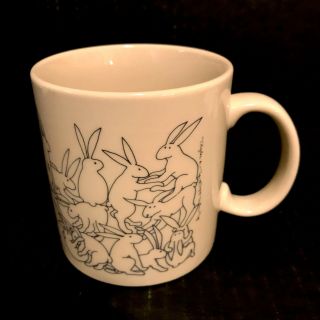 Vintage Taylor & Ng Le Lapin Naughty Bunny Rabbit Orgy Mug Brown 12 Oz,  Japan