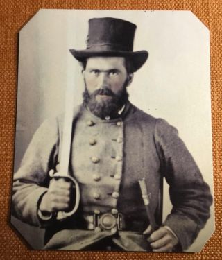 Civil War Confederate Soldier With Sword Knife Rp Tintype C1167rp