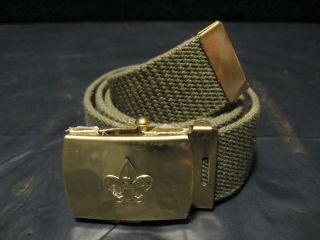 Official Bsa Boy Scout 32 " Long Strap Uniform Belt W/brass Belt Buckle