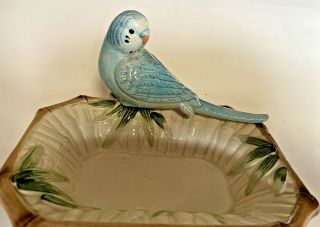 Fitz and Floyd Ceramic Soap Dish w/ Blue Bird and Bamboo Design on Edge of Dish 3
